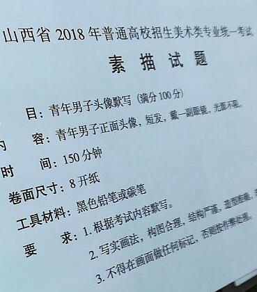 2018年山西美术联考/统考考题素描