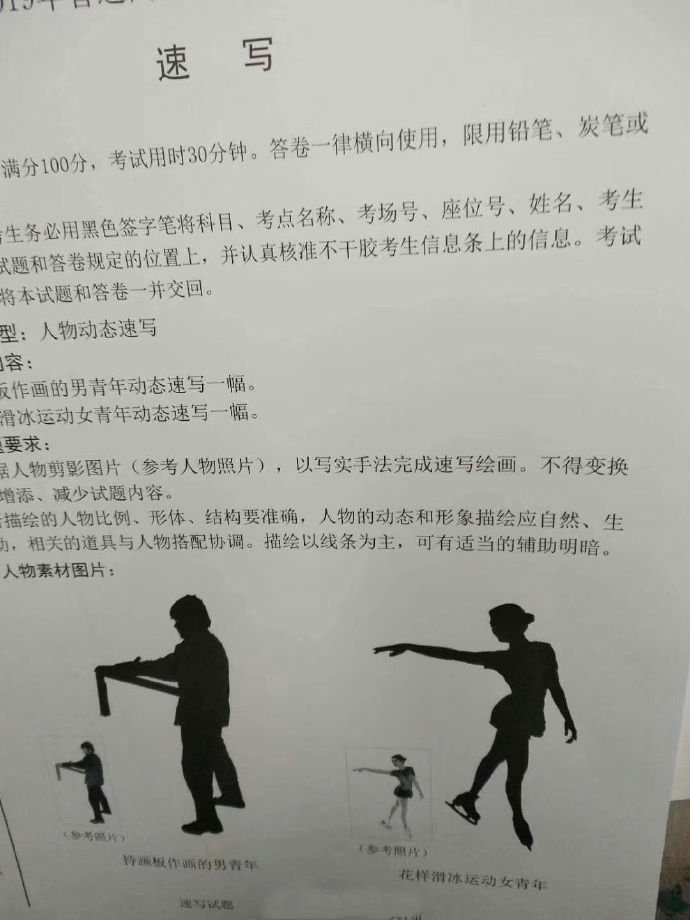 2019年山东美术联考/统考考题速写